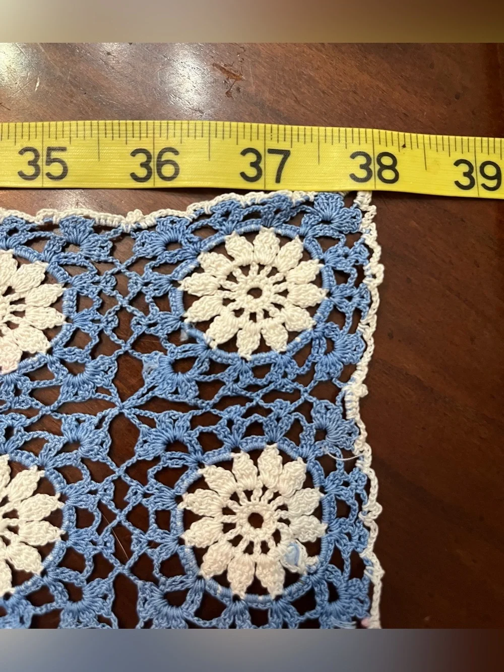Handmade Blue & White Crochet vtg handmade